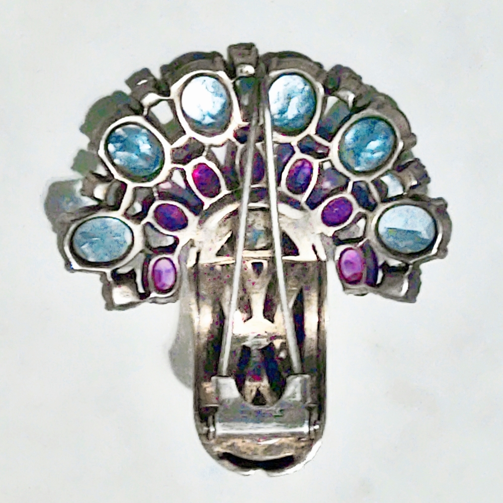 Antique Paste Sterling Crystal Brooch/Clip/Pin - Picture 6 of 8